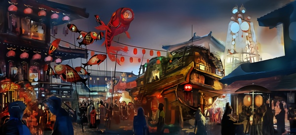 上元夜的长安不夜城,《妖猫传》手绘想象图