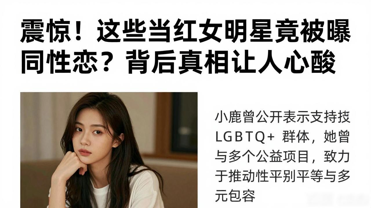 震惊！这些当红女明星竟被曝同性恋？背后真相让人心酸
